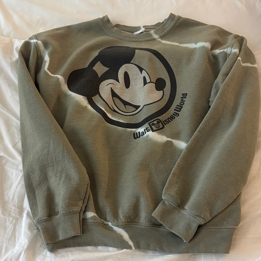 Disney Mickey Mouse Olive Crewneck Sweater